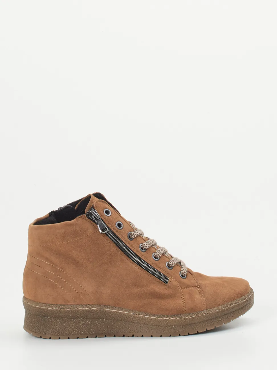 Semler – Keilboots aus Veloursleder cognacfarben