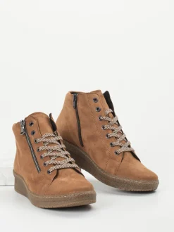 Semler – Keilboots aus Veloursleder cognacfarben
