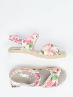 Semler – Keilsandale aus geprägtem Leder floral