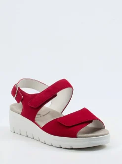 Semler – Keilsandalette aus Veloursleder rot