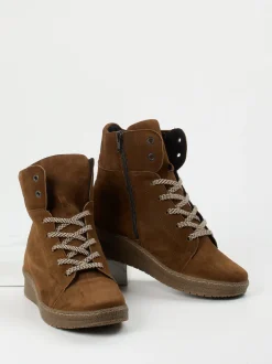 Semler – Keilstiefelette aus Veloursleder Braun