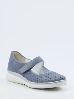 Semler – Klett-Ballerina aus Veloursleder taubenblau