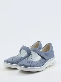Semler – Klett-Ballerina aus Veloursleder taubenblau