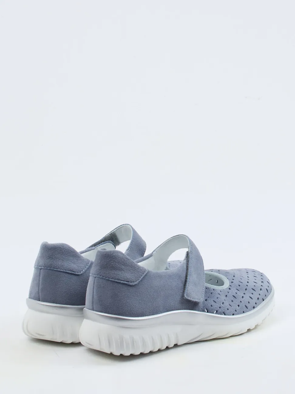 Semler – Klett-Ballerina aus Veloursleder taubenblau