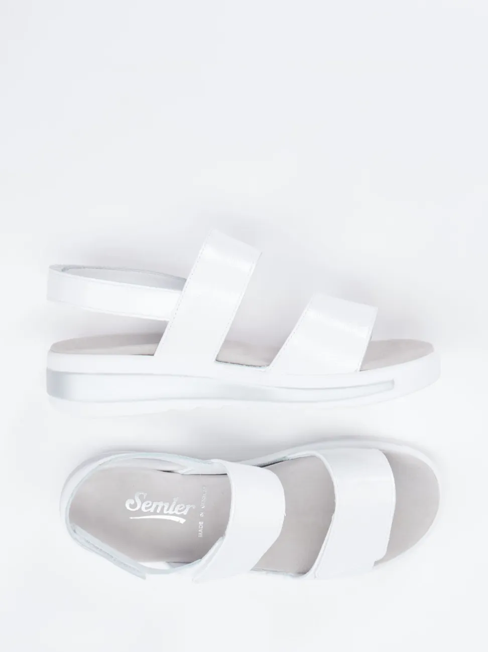 Semler – Klettsandalette aus Lackleder weiß