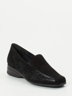 Semler – Komfort-Loafer aus Stretch und Veloursleder schwarz