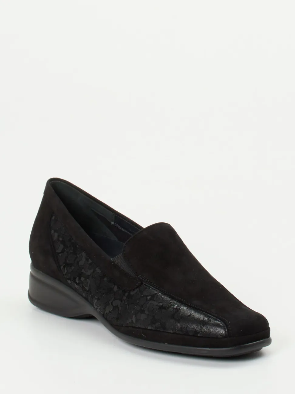 Semler – Komfort-Loafer aus Stretch und Veloursleder schwarz