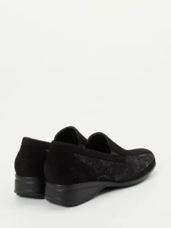 Semler – Komfort-Loafer aus Stretch und Veloursleder schwarz