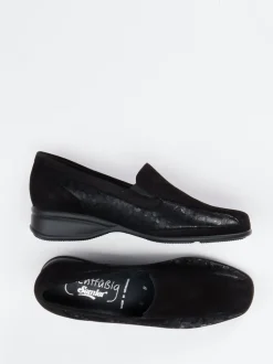 Semler – Komfort-Loafer aus Stretch und Veloursleder schwarz