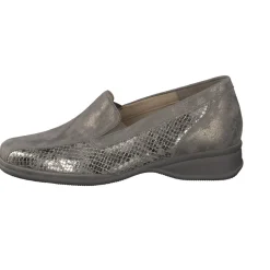 Semler – Komfort-Loafer aus Metallicleder silbergrau