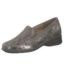 Semler – Komfort-Loafer aus Metallicleder silbergrau