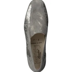 Semler – Komfort-Loafer aus Metallicleder silbergrau