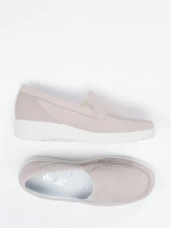 Semler – Komfort-Loafer aus Nubukleder Rosé-Beige