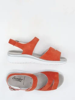 Semler – Komfortsandale aus Veloursleder orange