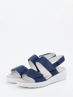 Semler – Komfortsandale aus Veloursleder marineblau