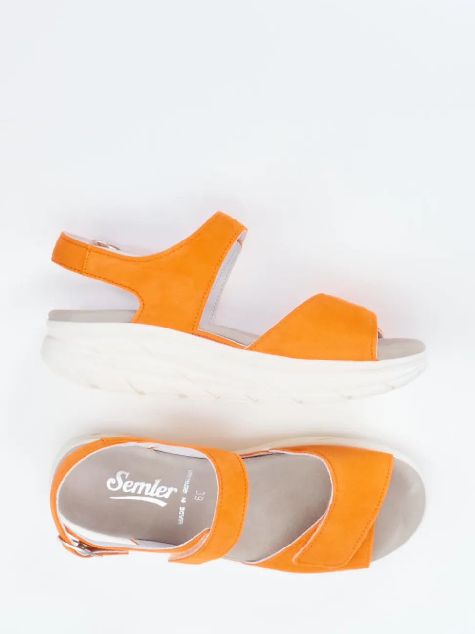 Semler – Komfortsandale aus Veloursleder orange