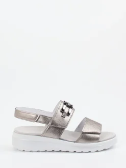 Semler – Komfortsandale aus Kalbleder Metallic-Taupe