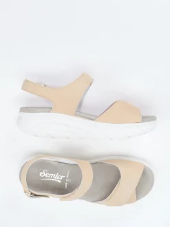 Semler – Komfortsandale aus Veloursleder beige
