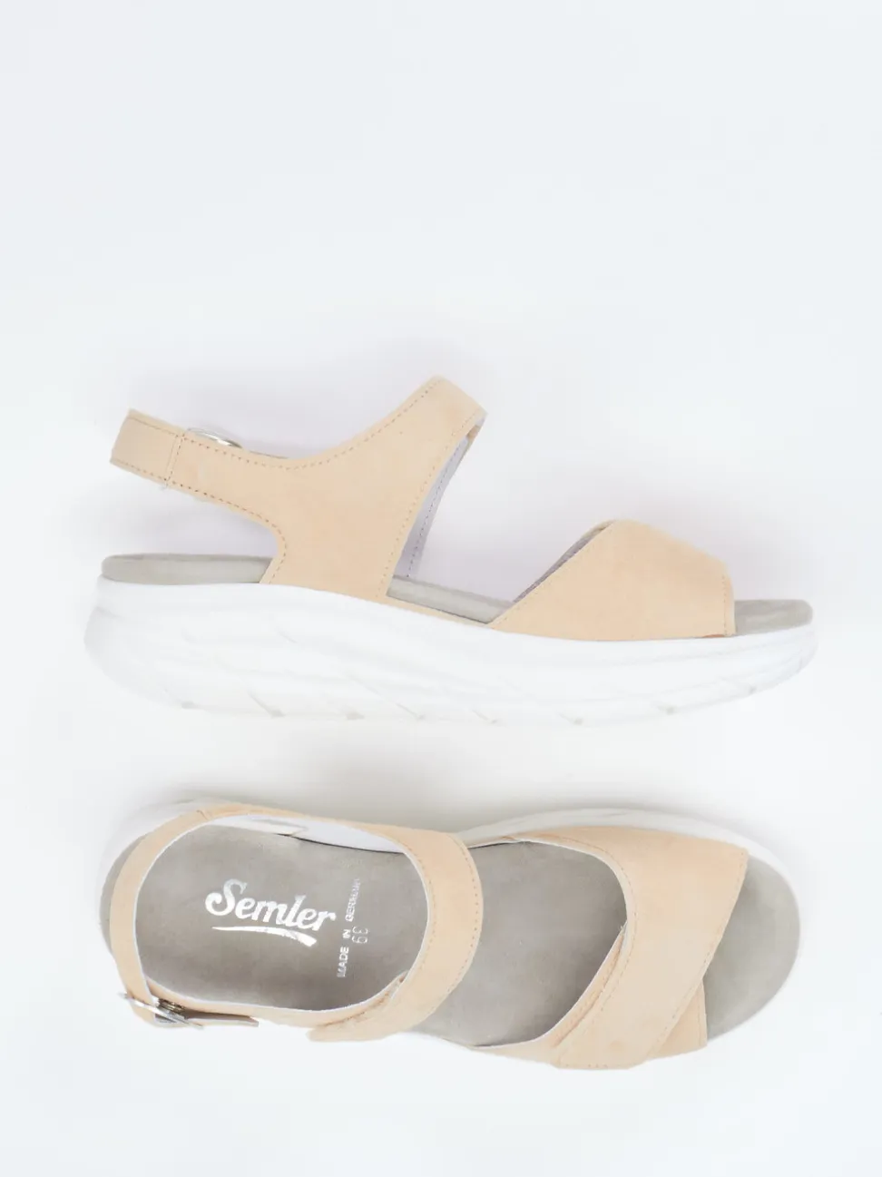 Semler – Komfortsandale aus Veloursleder beige