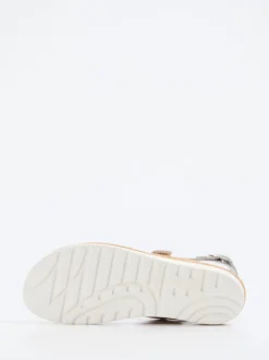 Semler – Komfortsandalen aus Metallicleder beige
