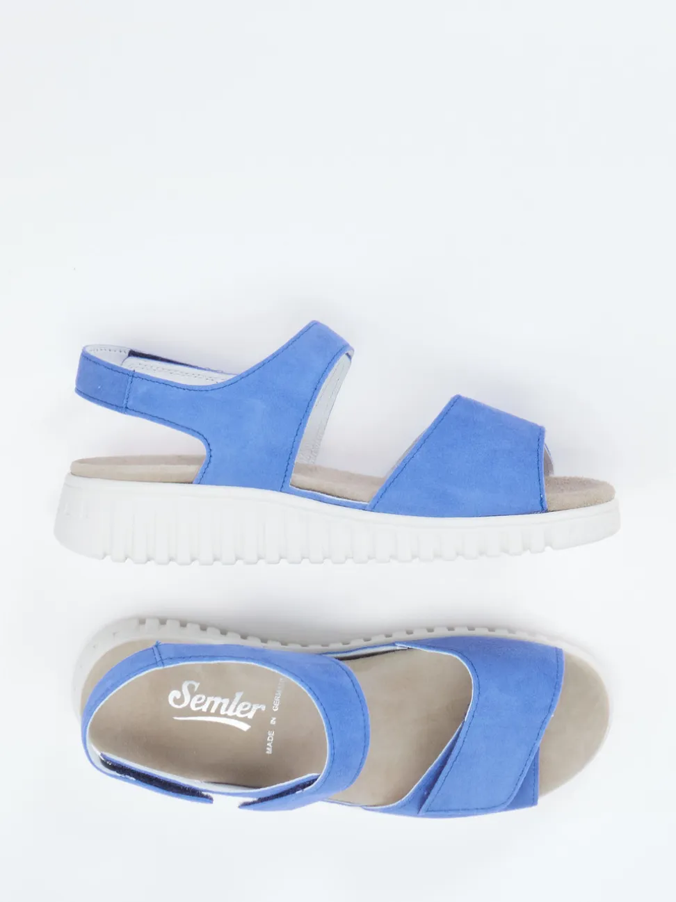 Semler – Komfortsandalen aus Veloursleder blau