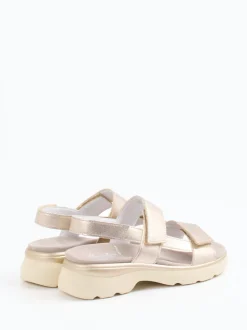 Semler – Komfort-Sandalen aus Metallic-Leder Beige