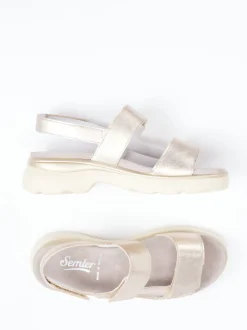 Semler – Komfort-Sandalen aus Metallic-Leder Beige