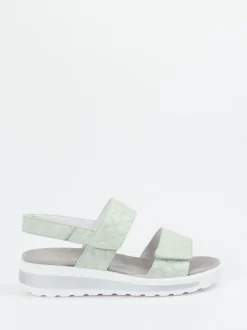 Semler – Komfort-Sandalen aus geprägtem Leder salbeigrün