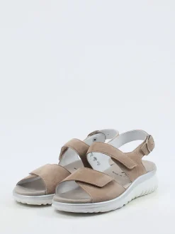 Semler – Komfortsandalen aus Veloursleder beige
