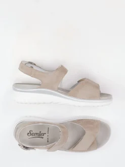 Semler – Komfortsandalen aus Veloursleder beige