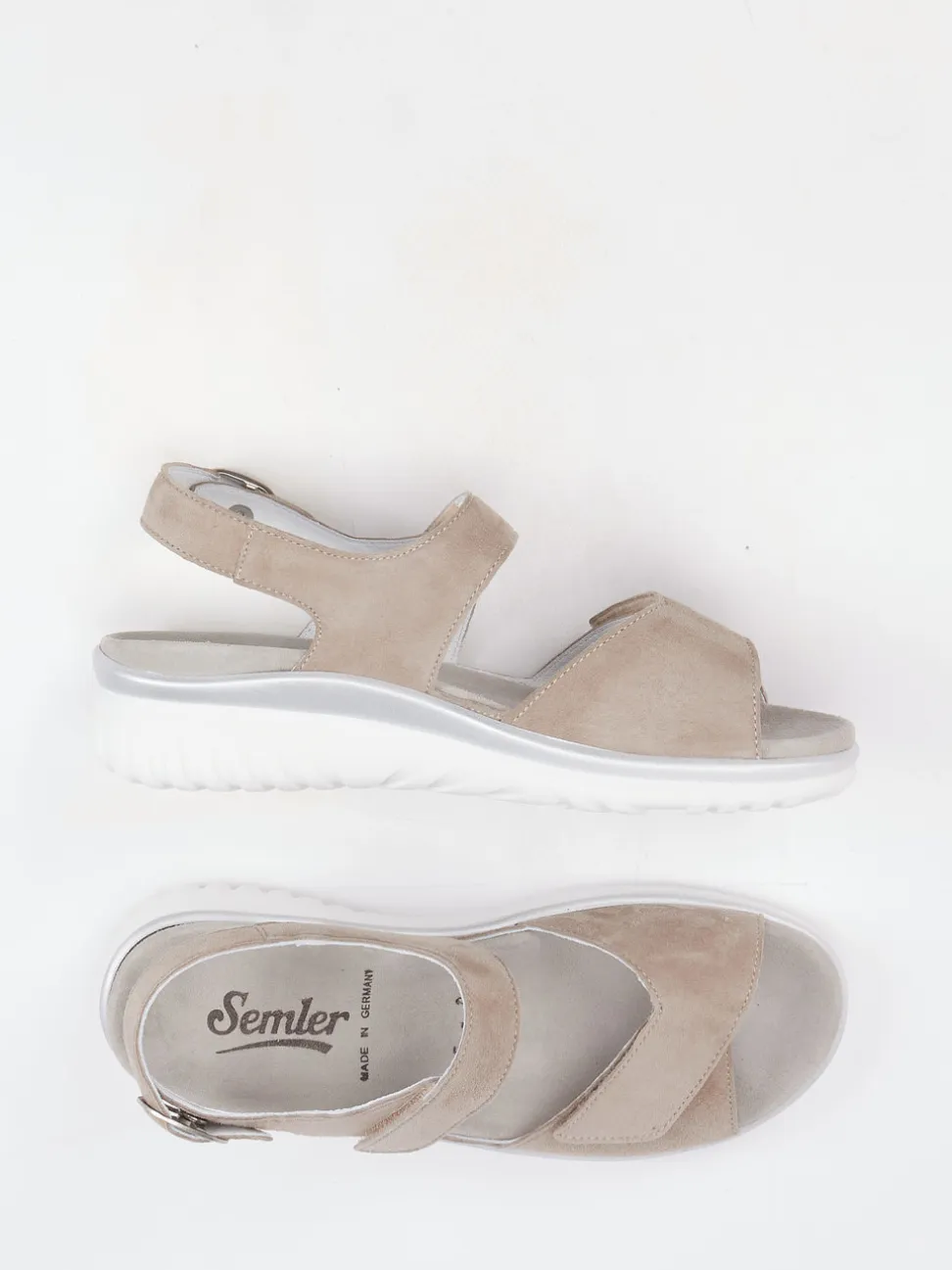 Semler – Komfortsandalen aus Veloursleder beige