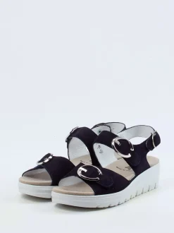Semler – Komfort-Sandalen aus Veloursleder Dunkelblau