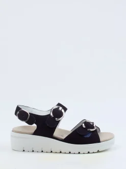 Semler – Komfort-Sandalen aus Veloursleder Dunkelblau