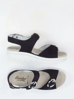 Semler – Komfort-Sandalen aus Veloursleder Dunkelblau