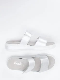Semler – Komfort-Sandalen aus Metallicleder silberfarben