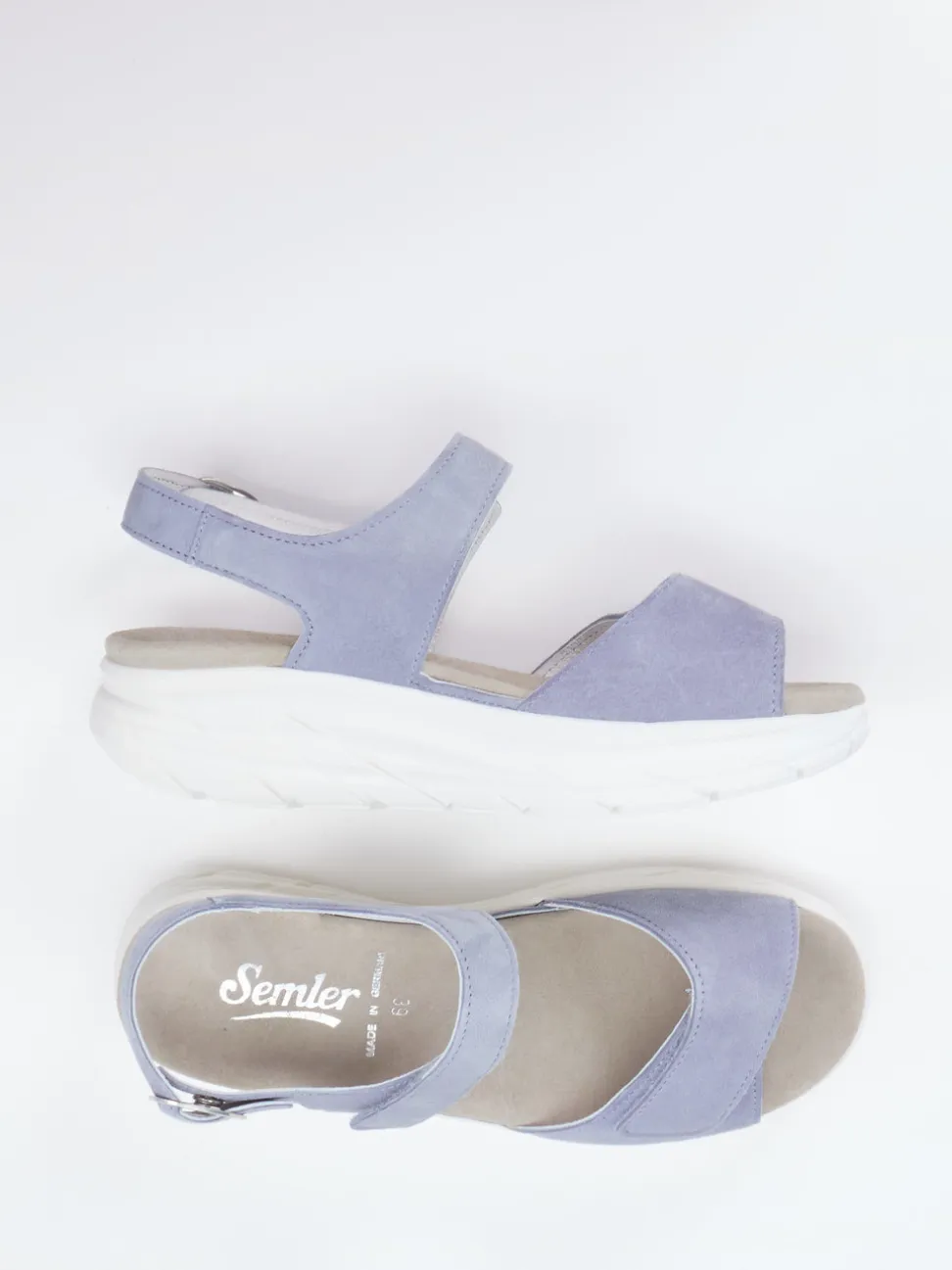 Semler – Komfort-Sandalen aus Veloursleder blau