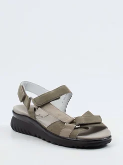 Semler – Komfortsandalen aus Veloursleder olivgrau
