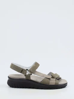 Semler – Komfortsandalen aus Veloursleder olivgrau