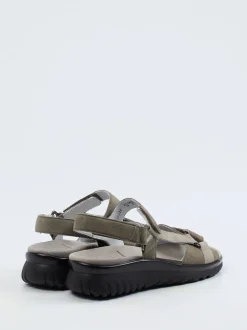 Semler – Komfortsandalen aus Veloursleder olivgrau