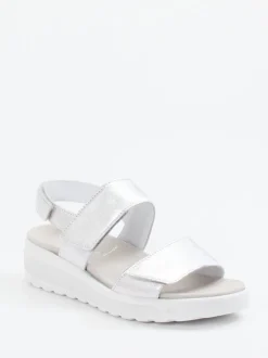 Semler – Komfort-Sandalen aus Metallicleder silber