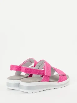 Semler – Komfort-Sandalen aus geprägtem Leder pink