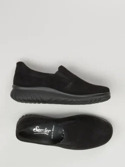 Semler – Komfort-Slipper aus Veloursleder schwarz