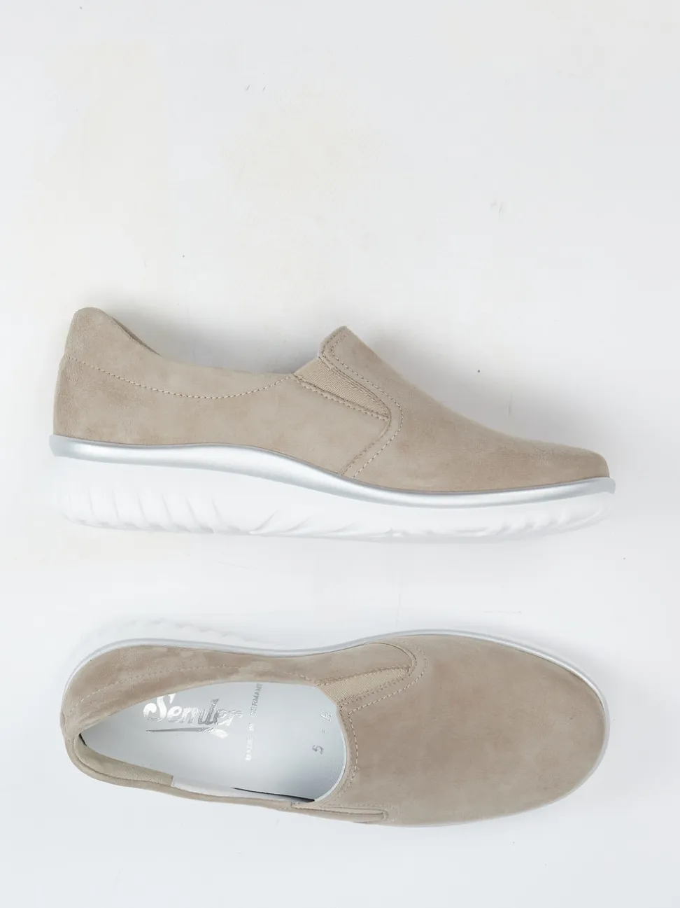 Semler – Komfort-Slipper aus Veloursleder beigegrau