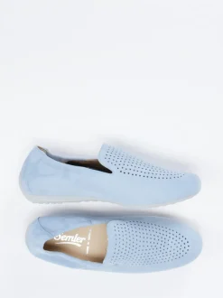 Semler – Komfort-Slipper aus Veloursleder hellblau