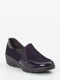 Semler – Komfort-Slipper aus Velours- & Lackleder dunkelviolett