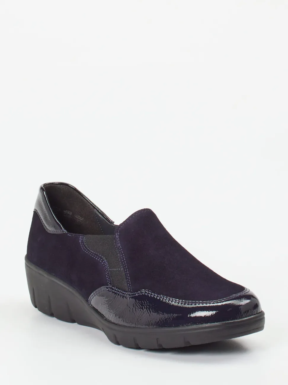 Semler – Komfort-Slipper aus Velours- & Lackleder dunkelviolett