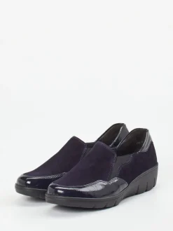 Semler – Komfort-Slipper aus Velours- & Lackleder dunkelviolett