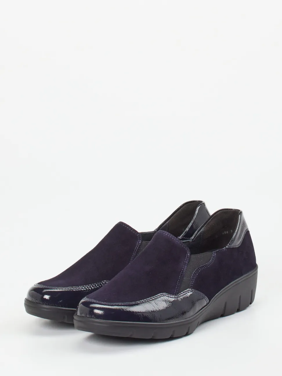 Semler – Komfort-Slipper aus Velours- & Lackleder dunkelviolett