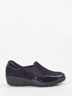 Semler – Komfort-Slipper aus Velours- & Lackleder dunkelviolett