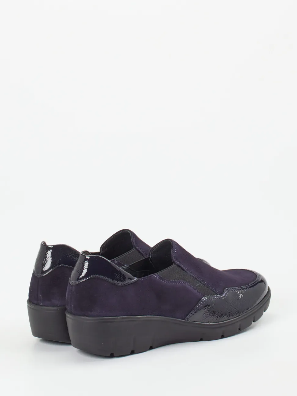 Semler – Komfort-Slipper aus Velours- & Lackleder dunkelviolett